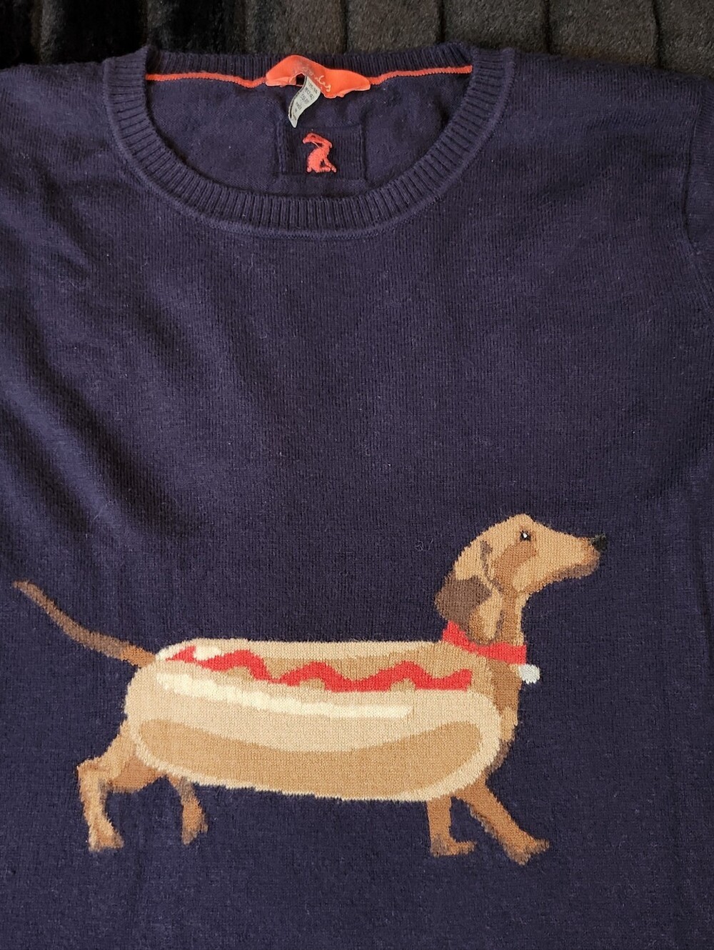 Joules Women Miranda Knitted Intarsia Crew Neck Jumper - Navy Dog- size 14 UK - Picture 3 of 9